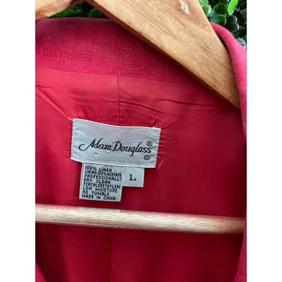 ADAM DOUGLASS Red Vintage Linen Blazer Patriotic My Country Flag Size L - Picture 7 of 8